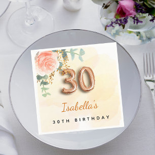 30. Geburtstag Blütenblütengold Eukalyptus Monogra Serviette