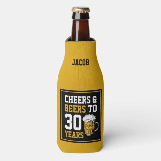 30. Geburtstag Cheers & Biere bis 30 Jahre Flaschenkühler (Flaschenvorderseite)