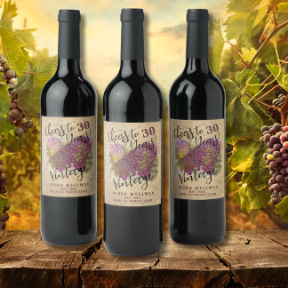 30. Geburtstag Cheers bis 30 Jahre Rustikaler Wein Weinetikett