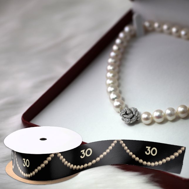 30. Geburtstag / Chic Birthday Pearls - Zahl Satinband (Von Creator hochgeladen)