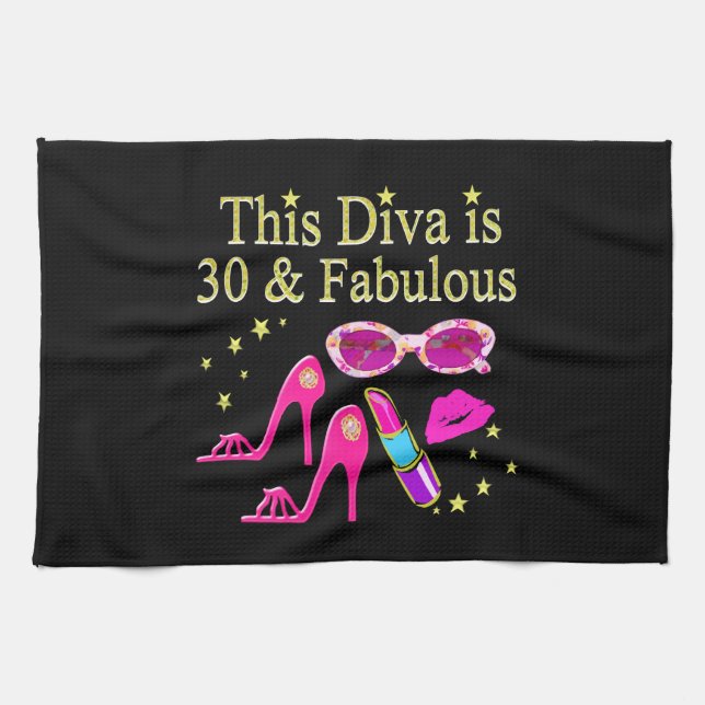 30. GEBURTSTAG DAZZLING DIVA DESIGN KÜCHENTUCH (Horizontal)