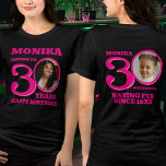 30. Geburtstag doppelseitiger Foto Name Rosa Text Tri-Blend Shirt<br><div class="desc">Alles Gute zum 30. Geburtstag Rosa Text, Name und zwei Fotos T - Shirt. Fun doppelseitiger 50. personalisierter Foto T - Shirt in fett hellrosa Text Design. Personalisieren Sie dieses Geburtstagsgeschenk mit einem Foto des Geburtstagsmädchens in der Mitte der Zahl 0 sowohl vorne als auch hinten. Eine tolle Idee, um...</div>