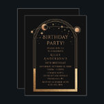 30. Geburtstag Dreißig Celestial Black Gold Einladung<br><div class="desc">30. Geburtstag 30. Celestial Mystical Black Gold Sun Moon Astronomie Einladungen Einladungen bietet goldene Sonne,  Mond und Sterne mit einem goldenen Rahmen auf einem schwarzen Hintergrund. Im Inneren finden Sie Ihre persönlichen Informationen zur Geburtstagseinladung. Entworfen für Sie von Evco Studio. Anzeigen der koordinierenden Auflistung unter www.zazzle.com/store/evcostudio</div>