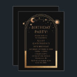 30. Geburtstag Dreißig Celestial Black Gold Einladung<br><div class="desc">30. Geburtstag 30. Celestial Mystical Black Gold Sun Moon Astronomie Einladungen Einladungen bietet goldene Sonne,  Mond und Sterne mit einem goldenen Rahmen auf einem schwarzen Hintergrund. Im Inneren finden Sie Ihre persönlichen Informationen zur Geburtstagseinladung. Entworfen für Sie von Evco Studio. Anzeigen der koordinierenden Auflistung unter www.zazzle.com/store/evcostudio</div>