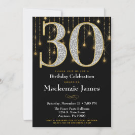 30. Geburtstag Einladung Black Gold Diamonds Adult