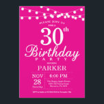 30. Geburtstag Einladung Hot Pink<br><div class="desc">30. Geburtstag Einladung mit String Lights. Hintergrundbild: Frauen Frauen Lady Elegant Moderne heute. 13. 15. 16. 18. 20. 21. 30. 40. 50. 60. 70. 80. 90. 100. Jegliches Alter.
Für weitere Anpassungen klicken Sie bitte auf die Schaltfläche "Anpassen" und verwenden Sie unser Designwerkzeug, um diese Vorlage zu ändern.</div>