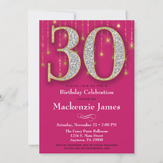 30. Geburtstag Einladung Pink Gold Diamonds Adult