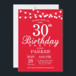 30. Geburtstag Einladung Rot<br><div class="desc">30. Geburtstag Einladung mit String Lights. Roter Hintergrund 13. 15. 16. 18. 20. 21. 30. 40. 50. 60. 70. 80. 90. 100. Jegliches Alter.
Für weitere Anpassungen klicken Sie bitte auf die Schaltfläche "Anpassen" und verwenden Sie unser Designwerkzeug,  um diese Vorlage zu ändern.</div>