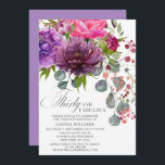 30. Geburtstag, Elegant und Blumen Einladung<br><div class="desc">30. Geburtstag Einladungen mit elegantem Elegant Floral 30. Das stilvolle Bouquet in Aquarellfarben in Rosa,  lila und bordeauxrot mit Grünpflanzen. Fügen Sie einfach Ihren eigenen Text für Ihre 30. Geburtstagseinladungen hinzu. Personalisiert,  indem Sie den Text in den dafür vorgesehenen Textfeldern bearbeiten. Entworfen von ©Evco Studio www.zazzle.com/store/evcostudio</div>