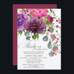 30. Geburtstag, Elegant und Blumen Einladung<br><div class="desc">30. Geburtstag Einladungen mit elegantem Elegant Floral 30. Das stilvolle Bouquet in Aquarellfarben in Rosa,  lila und bordeauxrot mit Grünpflanzen. Fügen Sie einfach Ihren eigenen Text für Ihre 30. Geburtstagseinladungen hinzu. Personalisiert,  indem Sie den Text in den dafür vorgesehenen Textfeldern bearbeiten. Entworfen von ©Evco Studio www.zazzle.com/store/evcostudio</div>