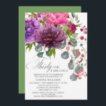 30. Geburtstag, Elegant und Blumen Einladung<br><div class="desc">30. Geburtstag Einladungen mit elegantem Elegant Floral 30. Das stilvolle Bouquet in Aquarellfarben in Rosa,  lila und bordeauxrot mit Grünpflanzen. Fügen Sie einfach Ihren eigenen Text für Ihre 30. Geburtstagseinladungen hinzu. Personalisiert,  indem Sie den Text in den dafür vorgesehenen Textfeldern bearbeiten. Entworfen von ©Evco Studio www.zazzle.com/store/evcostudio</div>