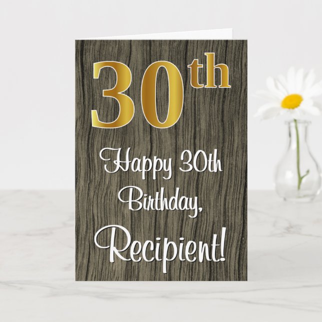 30. Geburtstag: Elegante Imitate Gold Look #, Imit Karte (Kleine Pflanze)