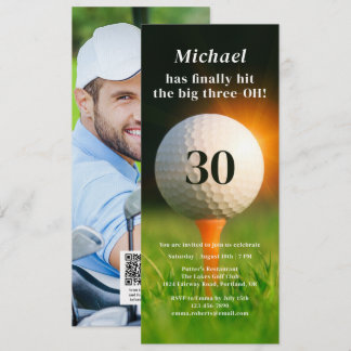 30. Geburtstag Erwachsener Party Golf Foto QR Code Einladung