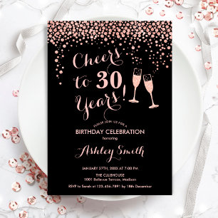 30. Geburtstag - Feiern bis 30 Jahre Rose Gold Bla Einladung