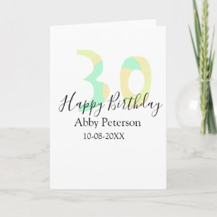 30. Geburtstag fett gedruckter Buchstabe Pastellge Karte
