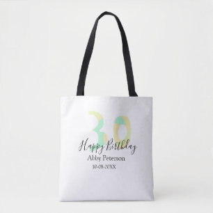 30. Geburtstag fett gedruckter Buchstabe Pastellge Tasche