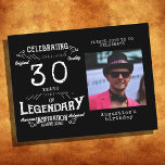 30. Geburtstag Foto Black Vintag Birthday Einladun Postkarte<br><div class="desc">Diese 30. Geburtstags-Foto schwarz Vintagen Geburtstag Postkarte lädt zum Gedenken an einen besonderen Meilenstein im Leben Ihrer Lieben ein! Das klassische Design dieser Postkarteninklusive-Einladung zeichnet sich durch ein wunderschönes Vintages Foto mit schwarzem Hintergrund aus, kombiniert mit elegantem Vintagen Schriftart, der ein zeitloses Aussehen schafft. Sie können die Postkarte mit allen...</div>