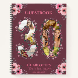 30. Geburtstag Foto Rosa Blume Gästebuch Notizbuch