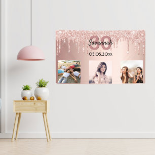 30. Geburtstag Foto Rose Gold Rosa Glitzer Banner
