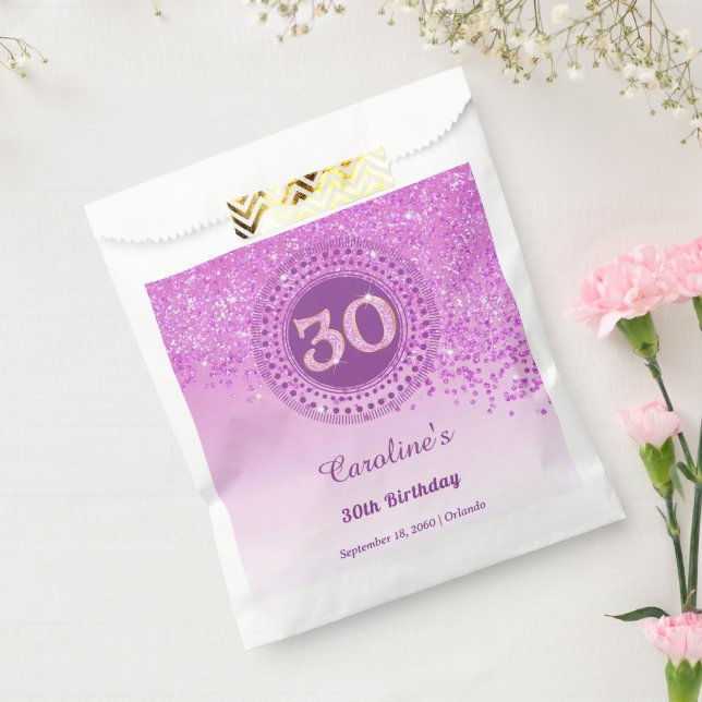 30. Geburtstag | Funkelnder rosa Goldglitter Geschenktütchen (Versiegelt)