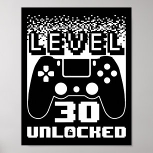 30. Geburtstag für Männer Level 30 Unlock Gamer 30 Poster