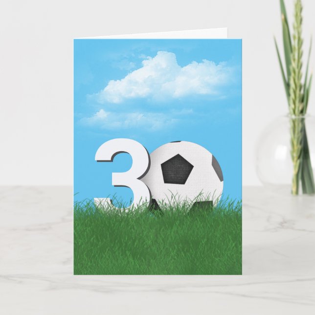30. Geburtstag Fußball-Ball im Grünen Gras Karte (Vorderseite)