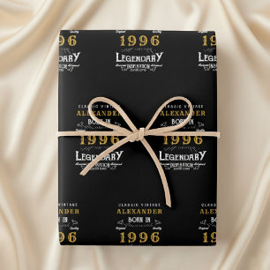 30. Geburtstag Geboren 1996 Legende Vintage Schwar Geschenkpapier Set