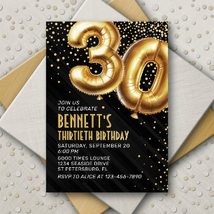30. Geburtstag Gold Black Einladung