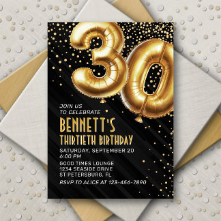 30. Geburtstag Gold Black Einladung