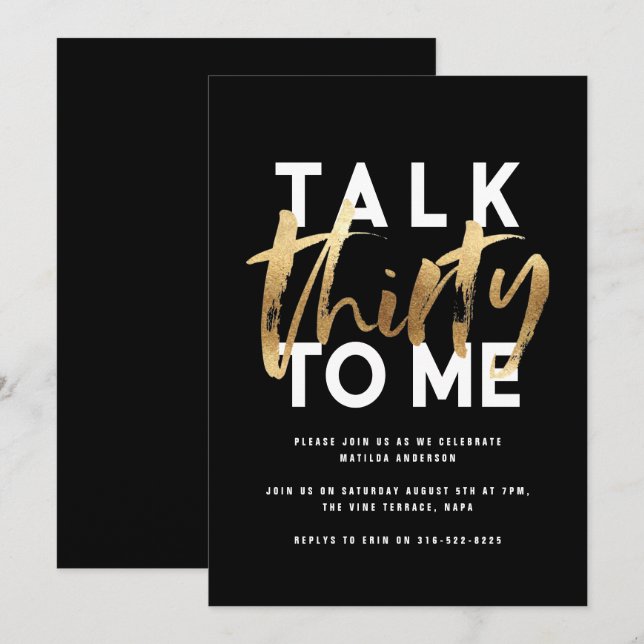 30. Geburtstag Gold elegante moderne einfache Skri (Vorne/Hinten)