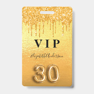 30. Geburtstag Gold Glitter Tropfen Metallisch Ausweis