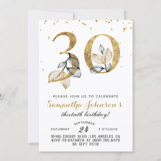 30. Geburtstag Goldene Blüte Einladung