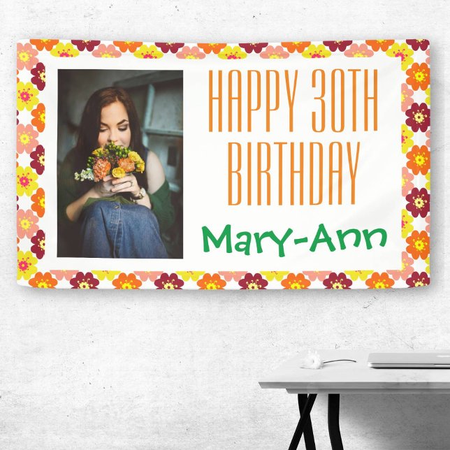 30. Geburtstag Grafik-Blume-Foto Banner (Von Creator hochgeladen)