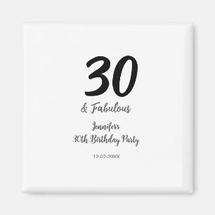 30. Geburtstag hinzufügen Name Datum Jahr schwarz Magnet