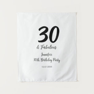 30. Geburtstag hinzufügen Name Datum Jahr schwarz Wandteppich