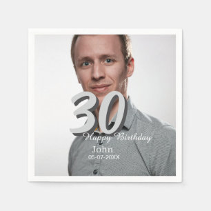 30. Geburtstag hinzufügen Name Datum Jahr Weißes F Serviette