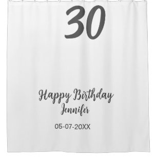 30. Geburtstag hinzufügen Namensdatum Jahr schwarz Duschvorhang