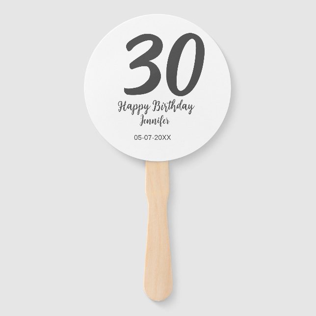30. Geburtstag hinzufügen Namensdatum Jahr schwarz Fächer (Vorderseite)