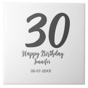 30. Geburtstag hinzufügen Namensdatum Jahr schwarz Fliese