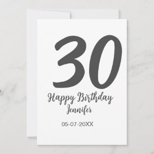 30. Geburtstag hinzufügen Namensdatum Jahr schwarz Save The Date