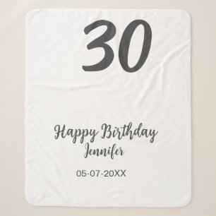 30. Geburtstag hinzufügen Namensdatum Jahr schwarz Sherpadecke
