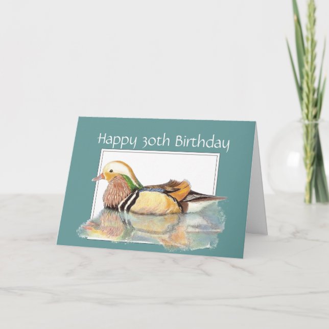 30. Geburtstag, Holzente, Vögel, Wasservögel Karte (Vorderseite)