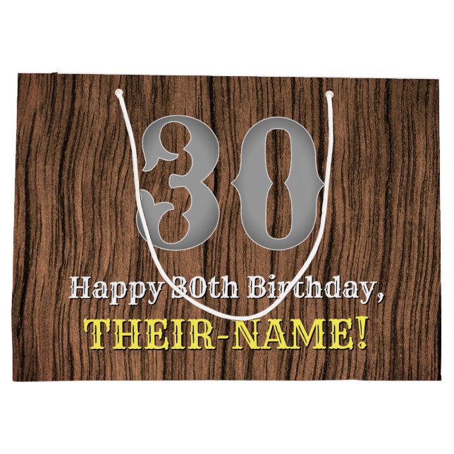 30. Geburtstag: Inspirierter Western Große Geschenktüte (Rückseite)