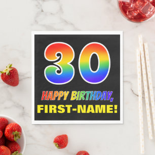 30. Geburtstag: kühl, Spaß, einfach, Regenbogen Serviette