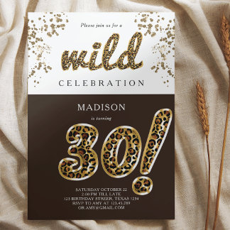 30. Geburtstag Leopard Foil Ballon Script Einladung