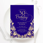 30. Geburtstag Lila Gold-Rose Einladung<br><div class="desc">Lila goldfarbene elegante 30. Geburtstagsfeier Party Einladung. Klassisches Design mit Rose,  Imitaten Goldfolie und Typografie Script Schriftart. Die trendige Einladungskarte eignet sich perfekt für eine stilvolle Damenfeier. Personalisieren Sie Ihre persönlichen Daten. Kann für jedes Alter angepasst werden. Gedruckte Zazzle-Einladungen oder Sofortdownload digitaler Druckvorlage.</div>