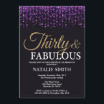 30. Geburtstag Lila und Gold Glitzer Einladung<br><div class="desc">Einladung zum 30. Geburtstag. Dreißig und fabelhaft. Schwarzer Lila und goldener Glitzer. Erwachsene Geburtstagsparty. Für Männer oder Frauen. Für weitere Anpassungen klicken Sie bitte auf die Schaltfläche "Anpassen" und verwenden Sie unser Designwerkzeug,  um diese Vorlage zu ändern.</div>