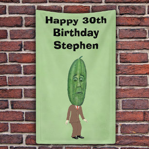 30. Geburtstag Mann Grüne Gurkenkopf-Gesicht-Anzug Banner