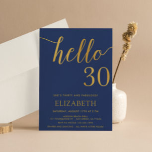 30. Geburtstag Marine und Gold Hallo 30 Einladung
