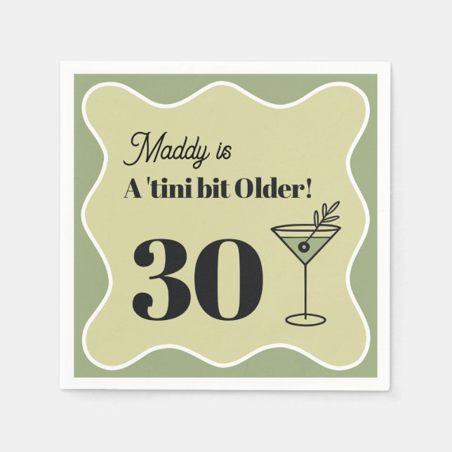 30. Geburtstag Martini Napkin Green Serviette (Vorderseite)